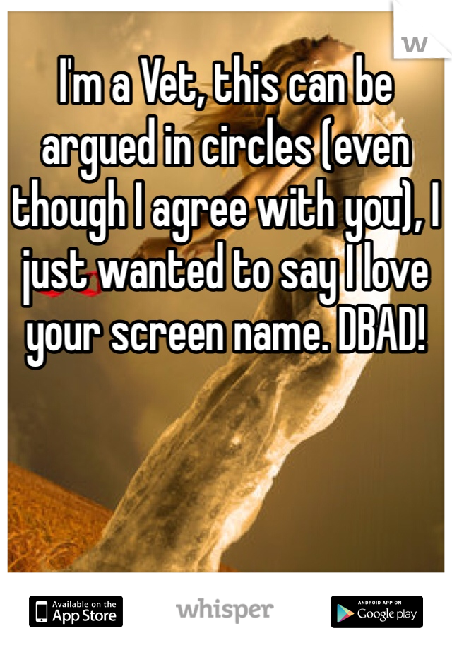 I'm a Vet, this can be argued in circles (even though I agree with you), I just wanted to say I love your screen name. DBAD! 