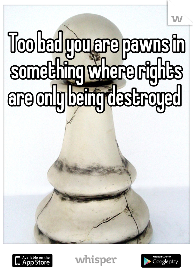 Too bad you are pawns in something where rights are only being destroyed 