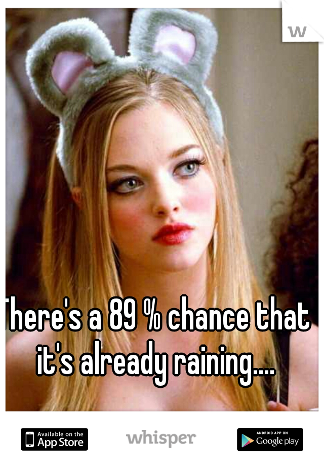 There's a 89 % chance that it's already raining....