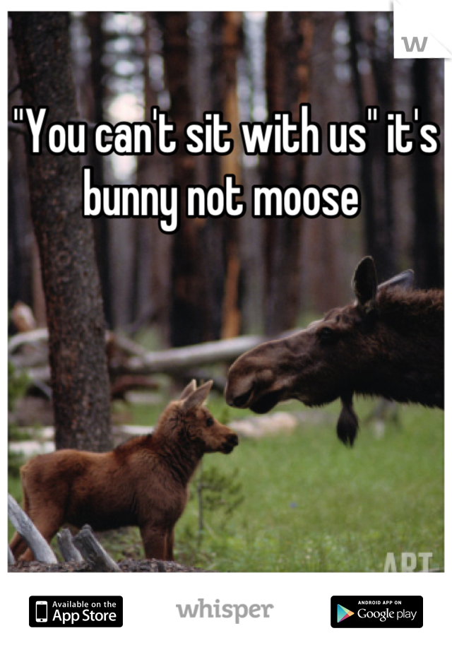 "You can't sit with us" it's bunny not moose 