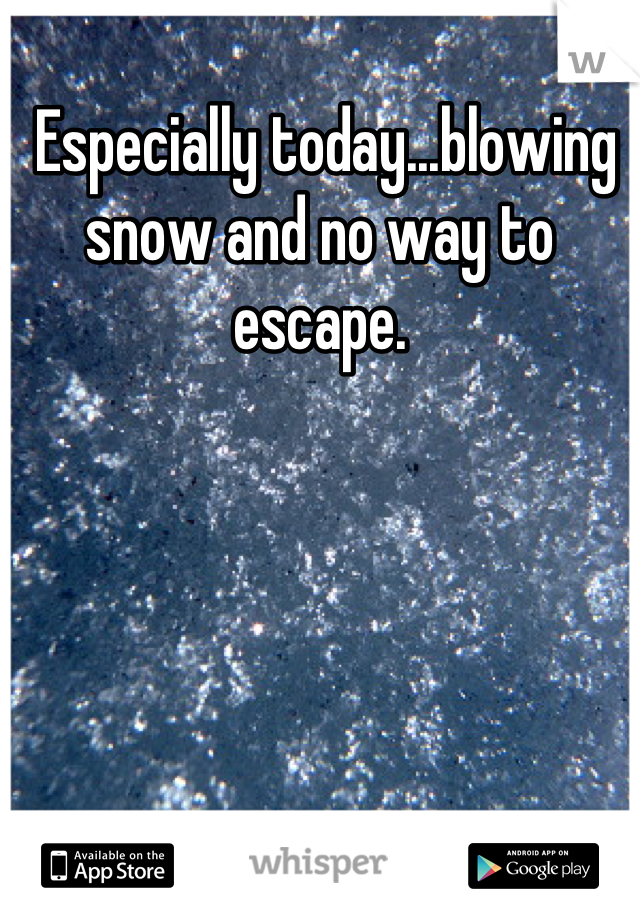  Especially today...blowing snow and no way to escape.