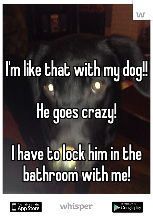 I'm like that with my dog!! 

He goes crazy! 

I have to lock him in the bathroom with me!