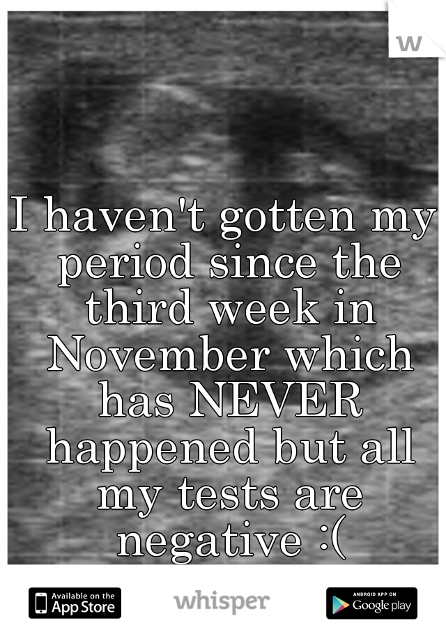 I haven't gotten my period since the third week in November which has NEVER happened but all my tests are negative :(
22f 
