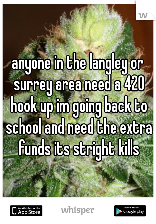 anyone in the langley or surrey area need a 420 hook up im going back to school and need the extra funds its stright kills