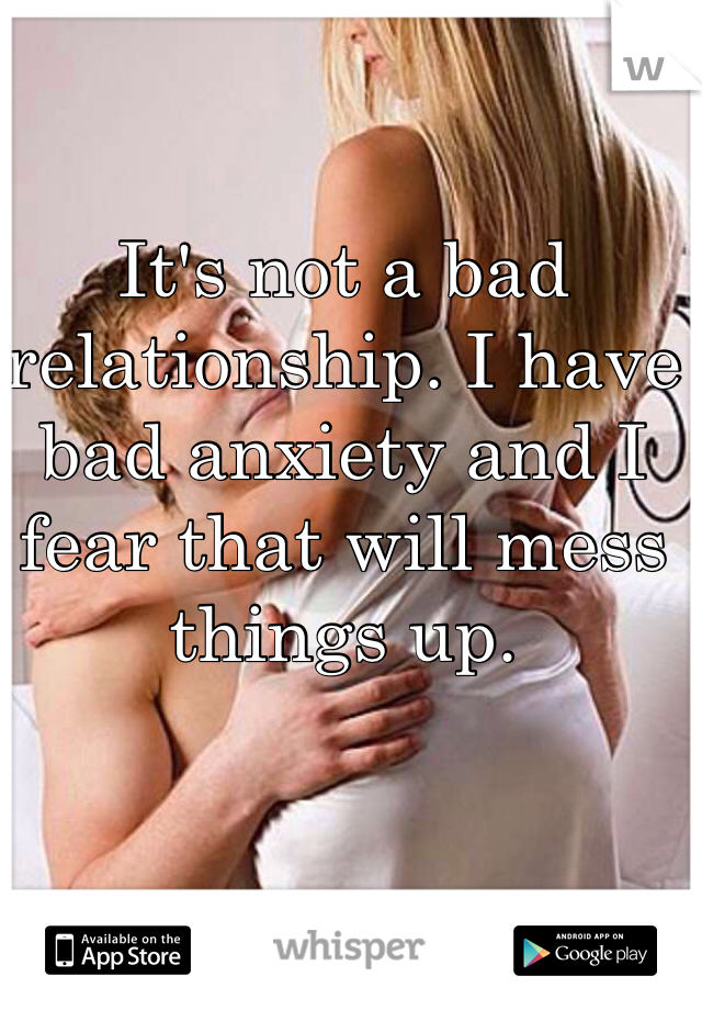 It's not a bad relationship. I have bad anxiety and I fear that will mess things up. 