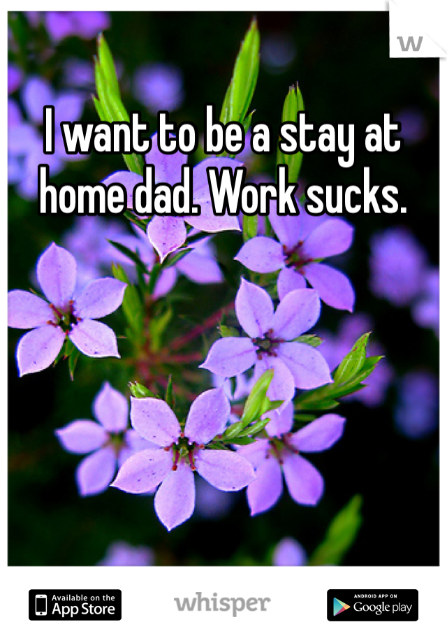 I want to be a stay at home dad. Work sucks. 