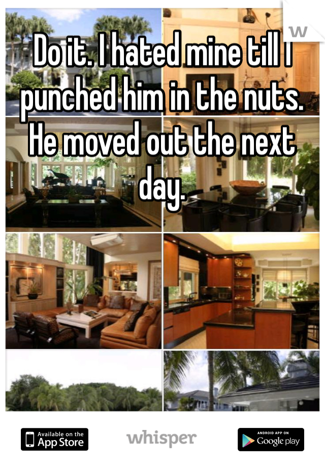 Do it. I hated mine till I punched him in the nuts. He moved out the next day. 