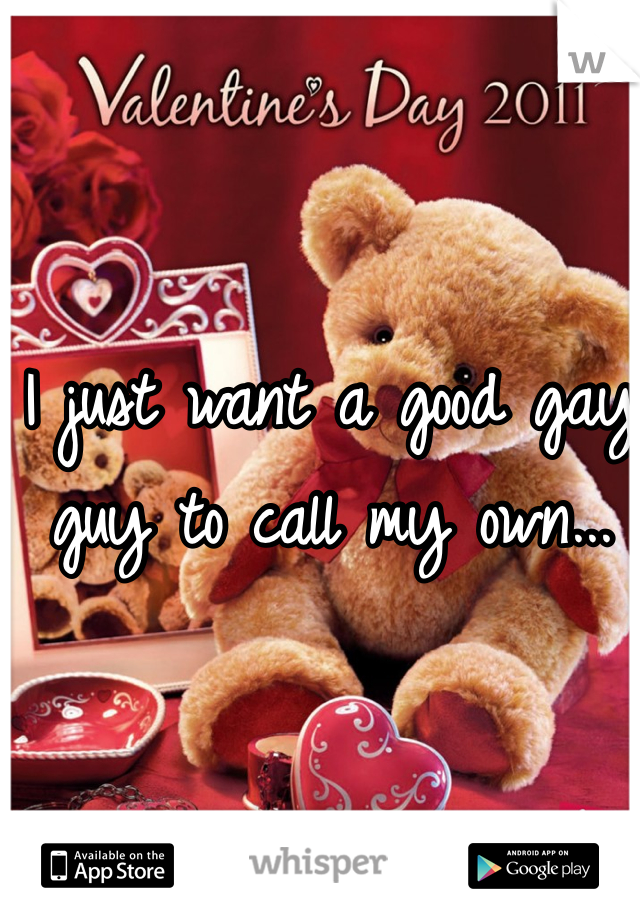 I just want a good gay guy to call my own... 