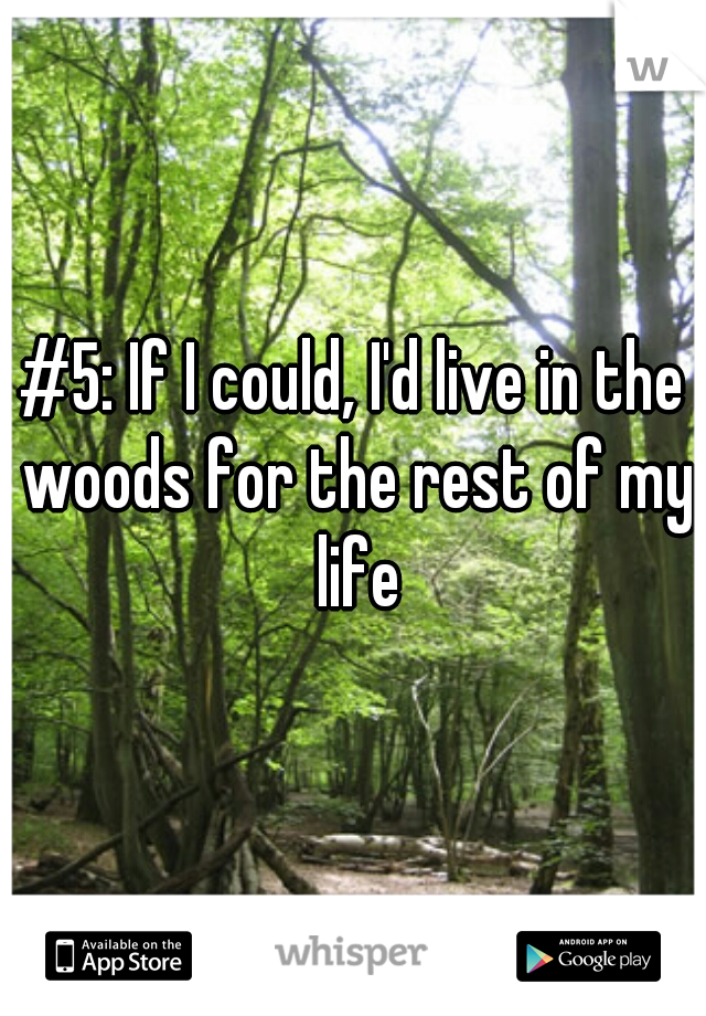 #5: If I could, I'd live in the woods for the rest of my life