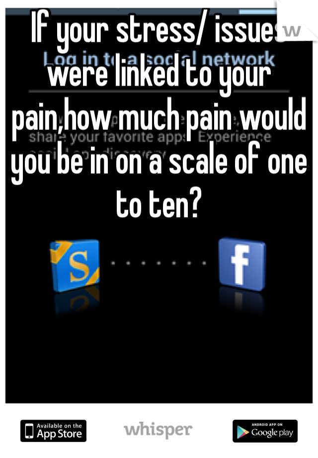 If your stress/ issues were linked to your pain,how much pain would you be in on a scale of one to ten?