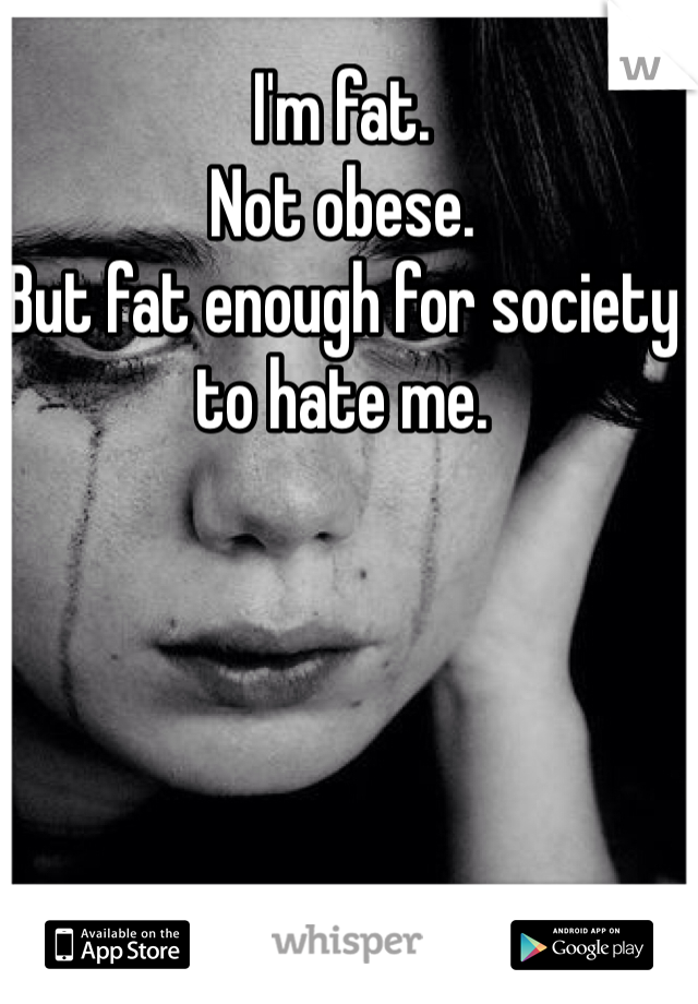 I'm fat.
Not obese.
But fat enough for society to hate me.