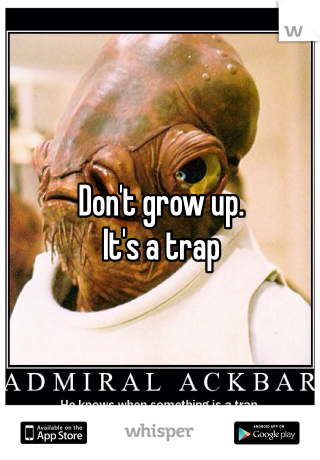 Don't grow up. 
It's a trap