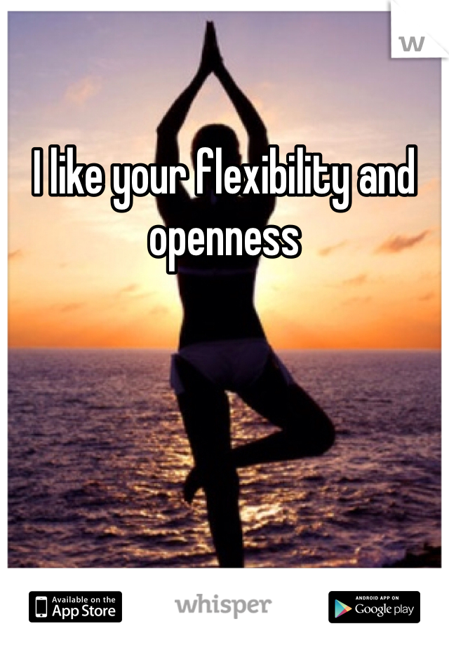 I like your flexibility and openness 