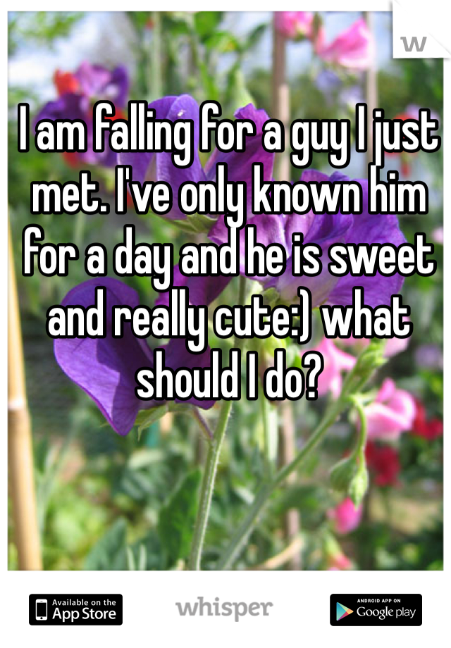 I am falling for a guy I just met. I've only known him for a day and he is sweet and really cute:) what should I do?