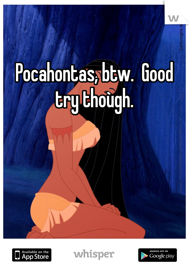 Pocahontas, btw.  Good try though.