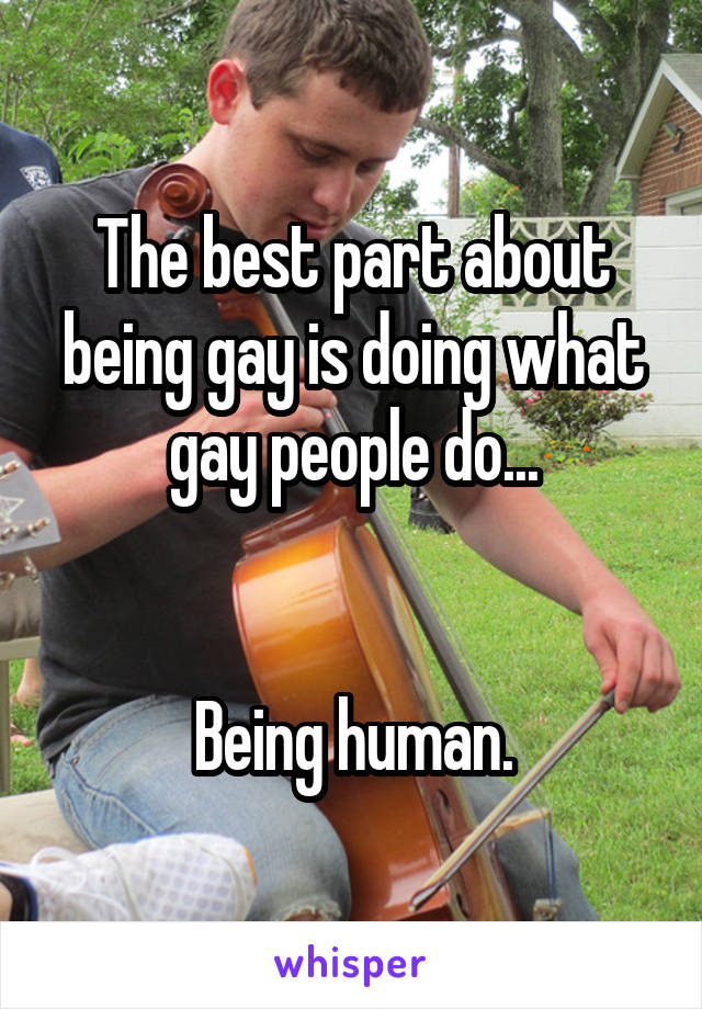 The best part about being gay is doing what gay people do...


Being human.