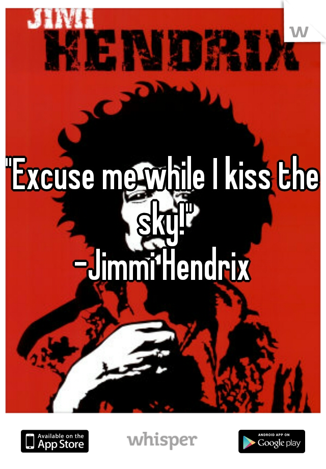 "Excuse me while I kiss the sky!"
-Jimmi Hendrix