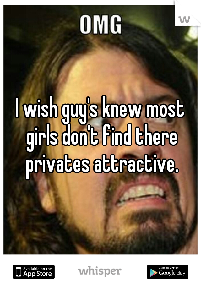 I wish guy's knew most girls don't find there privates attractive.