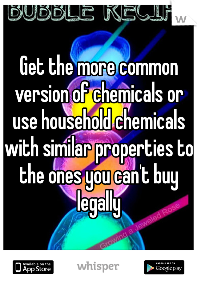 Get the more common
version of chemicals or
use household chemicals 
with similar properties to
the ones you can't buy legally 