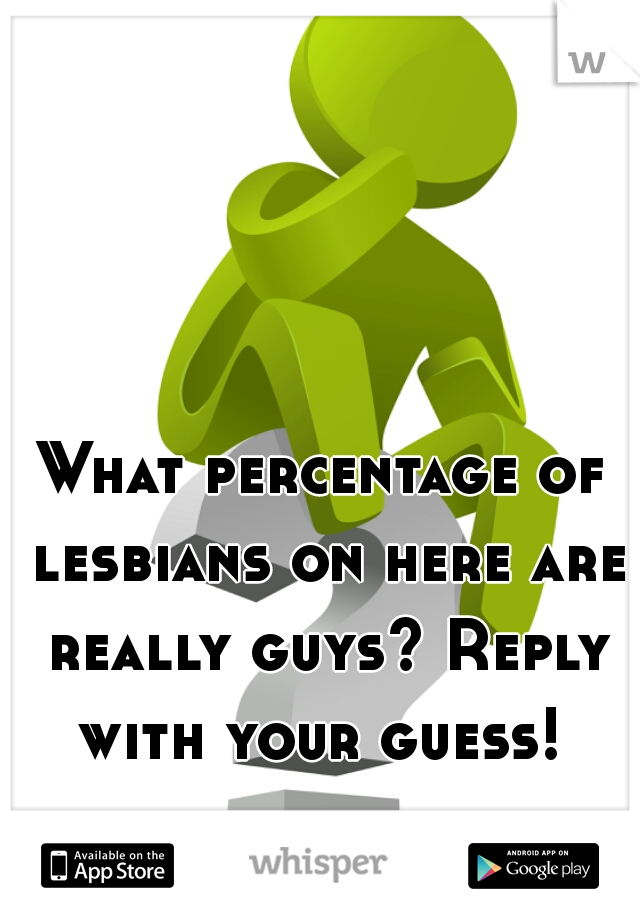 What percentage of lesbians on here are really guys? Reply with your guess! 