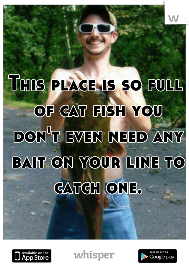 This place is so full of cat fish you don't even need any bait on your line to catch one.