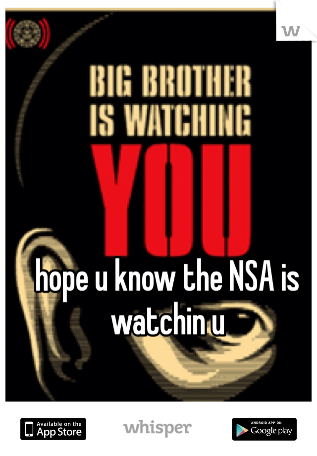 hope u know the NSA is watchin u
