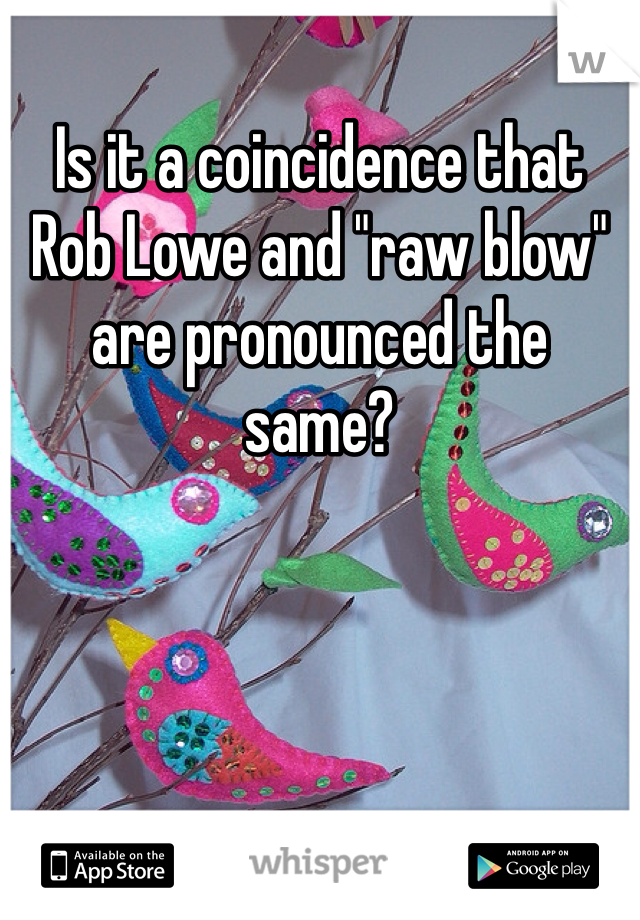 Is it a coincidence that Rob Lowe and "raw blow" are pronounced the same?