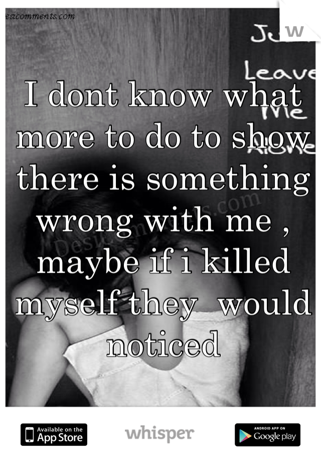 I dont know what more to do to show there is something wrong with me , maybe if i killed myself they  would noticed 