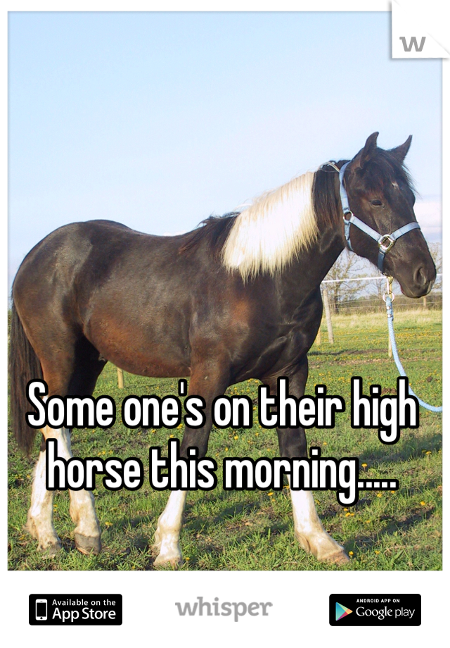 Some one's on their high horse this morning.....