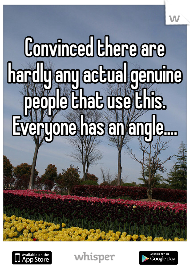 Convinced there are hardly any actual genuine people that use this. Everyone has an angle....