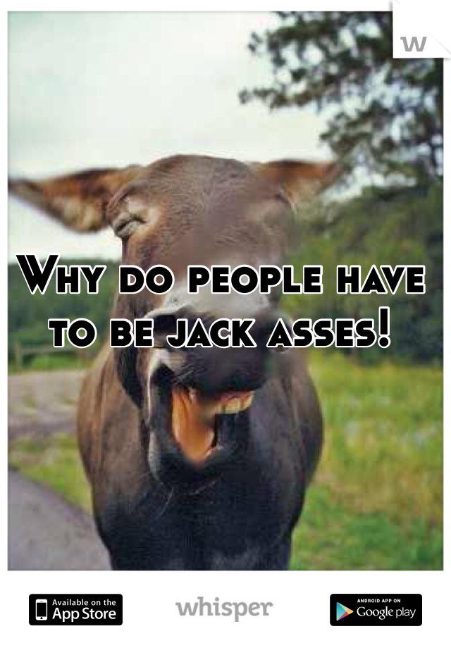 Why do people have to be jack asses!