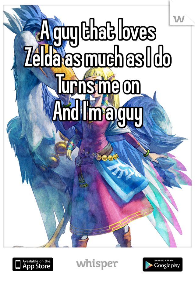 A guy that loves 
Zelda as much as I do
Turns me on
And I'm a guy