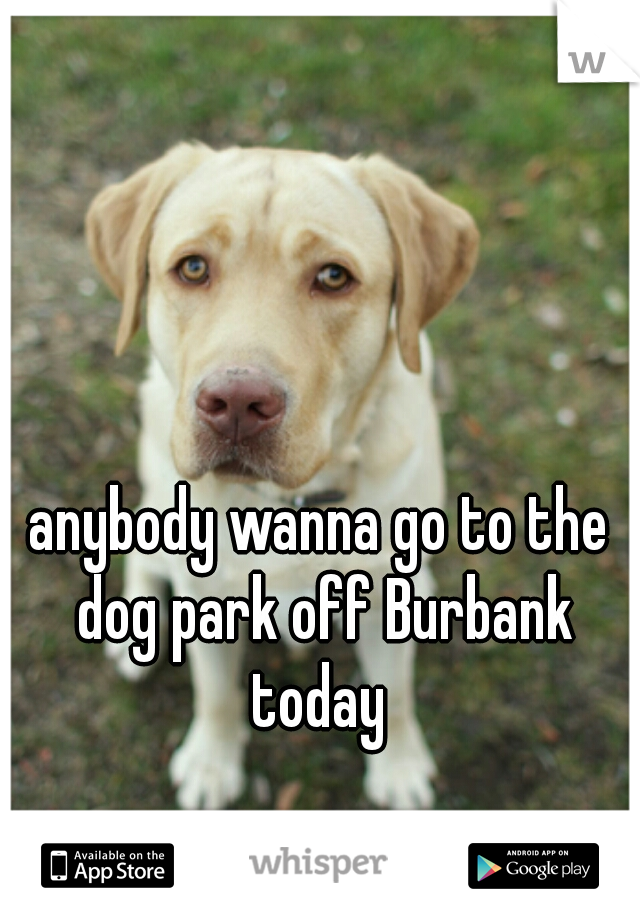 anybody wanna go to the dog park off Burbank today 