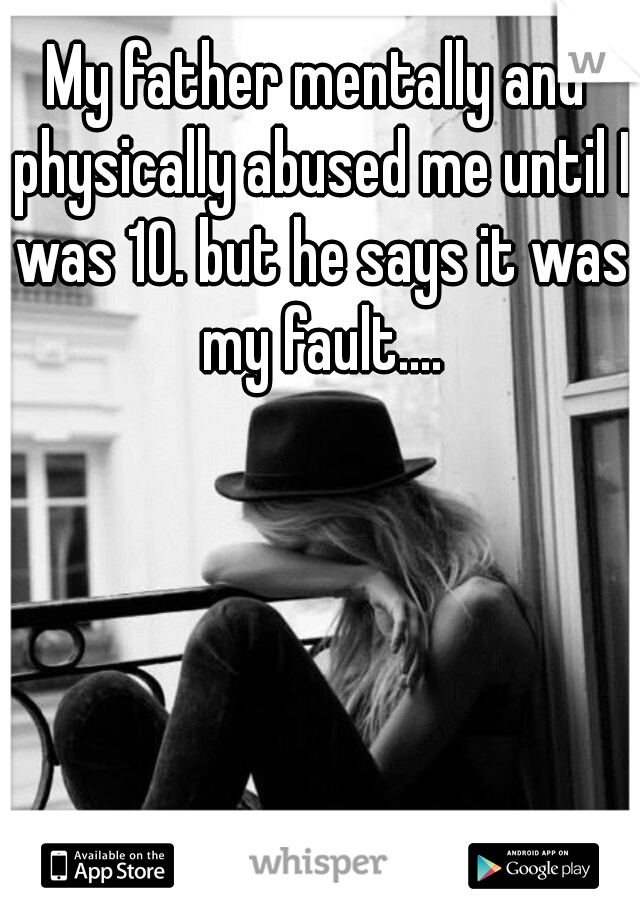 My father mentally and physically abused me until I was 10. but he says it was my fault....