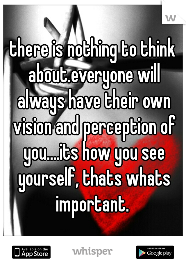 there is nothing to think about.everyone will always have their own vision and perception of you....its how you see yourself, thats whats important. 
