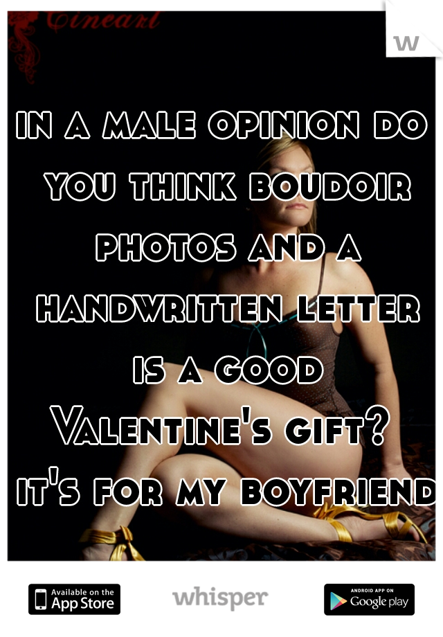 in a male opinion do you think boudoir photos and a handwritten letter is a good Valentine's gift?  it's for my boyfriend 