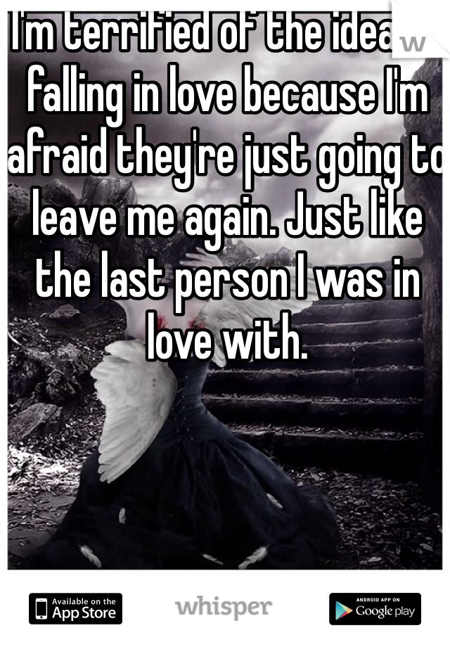 I'm terrified of the idea of falling in love because I'm afraid they're just going to leave me again. Just like the last person I was in love with. 