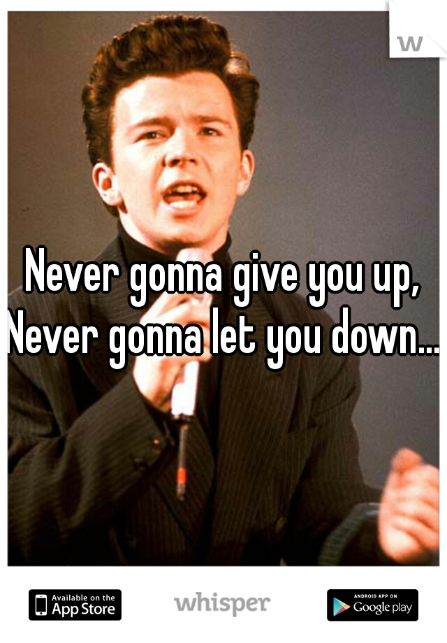 Never gonna give you up,

Never gonna let you down...