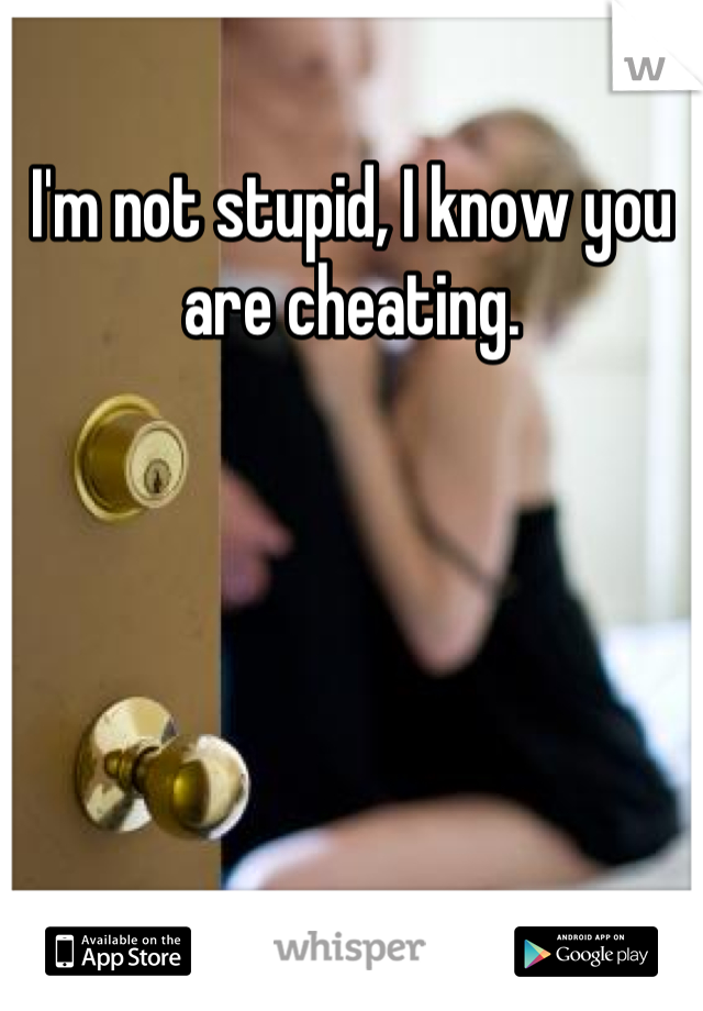 I'm not stupid, I know you are cheating.