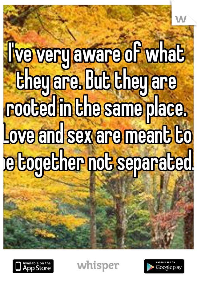 I've very aware of what they are. But they are rooted in the same place. Love and sex are meant to be together not separated.