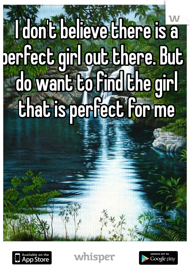 I don't believe there is a perfect girl out there. But I do want to find the girl that is perfect for me 