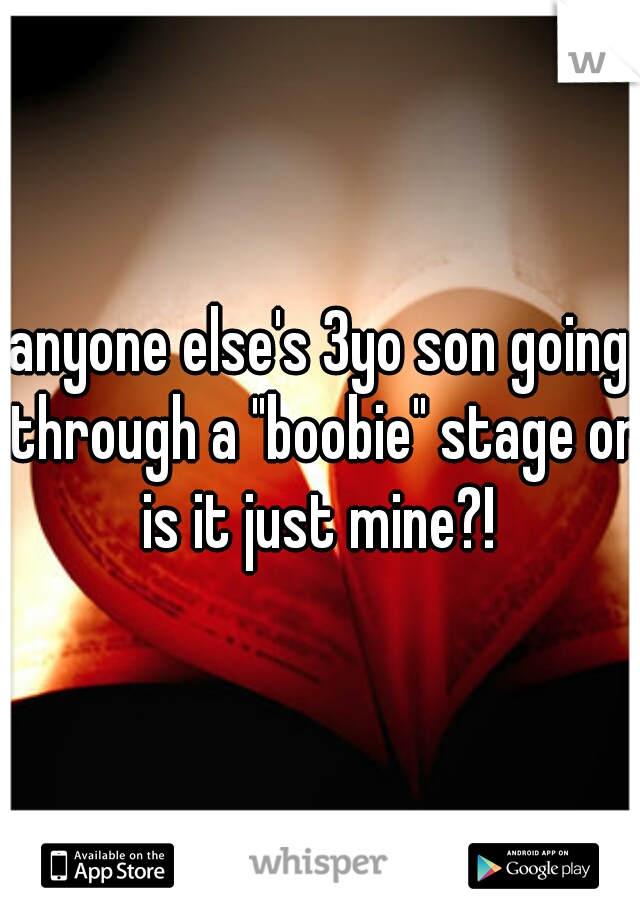 anyone else's 3yo son going through a "boobie" stage or is it just mine?! 