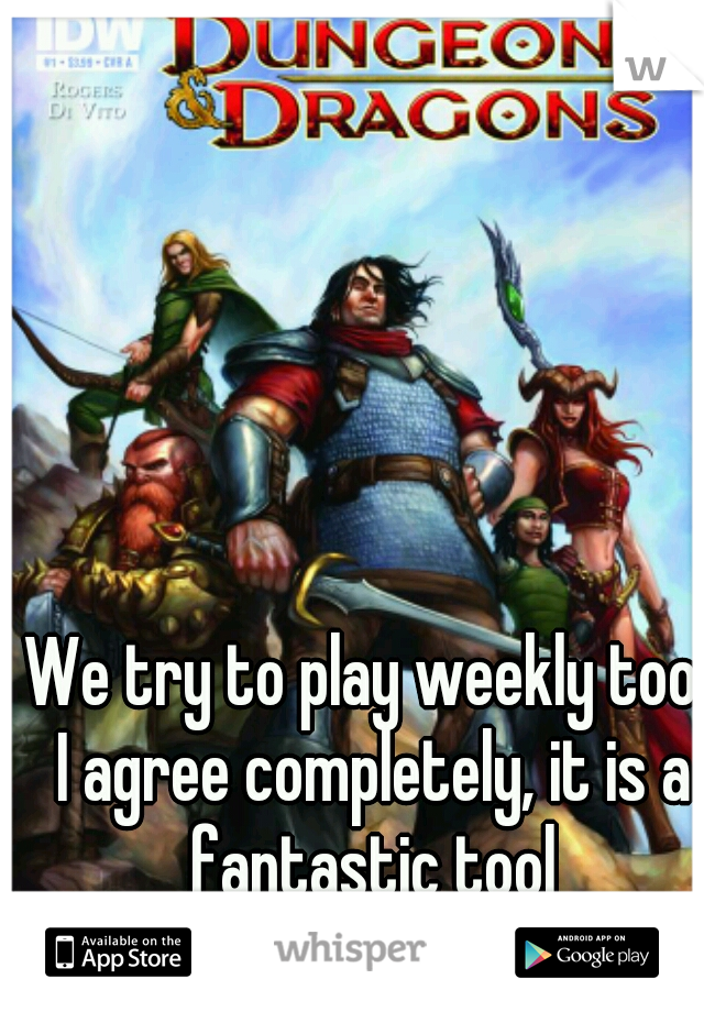 We try to play weekly too. I agree completely, it is a fantastic tool