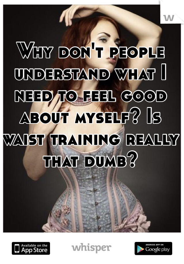 Why don't people understand what I need to feel good about myself? Is waist training really that dumb?