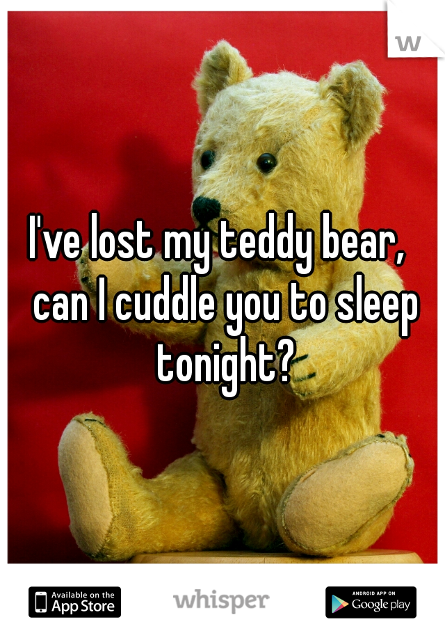 I've lost my teddy bear,  can I cuddle you to sleep tonight?