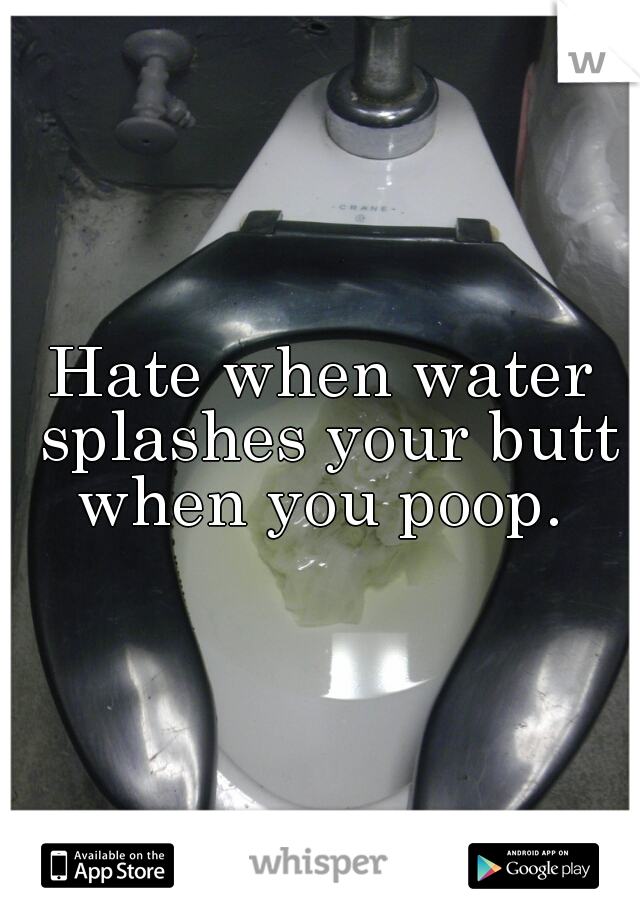 Hate when water splashes your butt when you poop. 