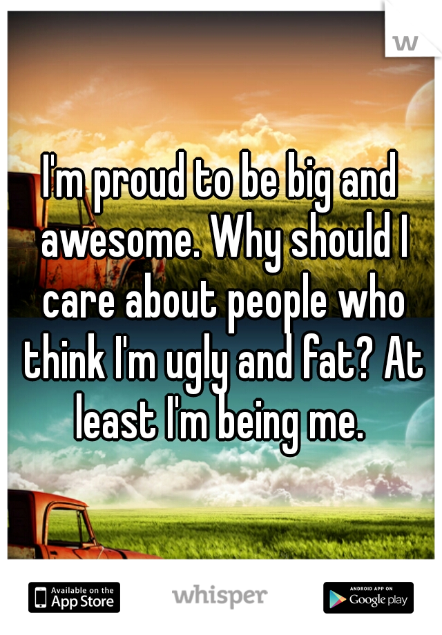 I'm proud to be big and awesome. Why should I care about people who think I'm ugly and fat? At least I'm being me. 