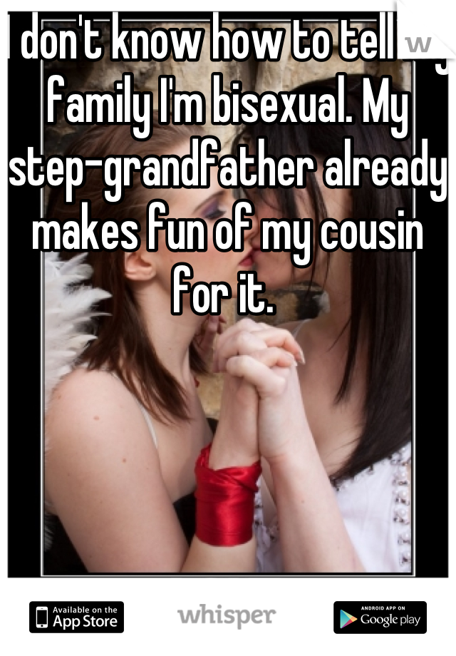 I don't know how to tell my family I'm bisexual. My step-grandfather already makes fun of my cousin for it. 