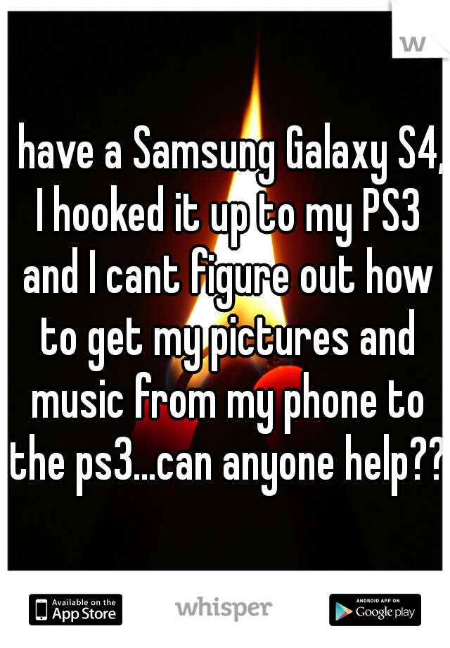 I have a Samsung Galaxy S4, I hooked it up to my PS3 and I cant figure out how to get my pictures and music from my phone to the ps3...can anyone help??