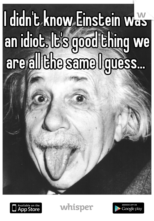 I didn't know Einstein was an idiot. It's good thing we are all the same I guess... 